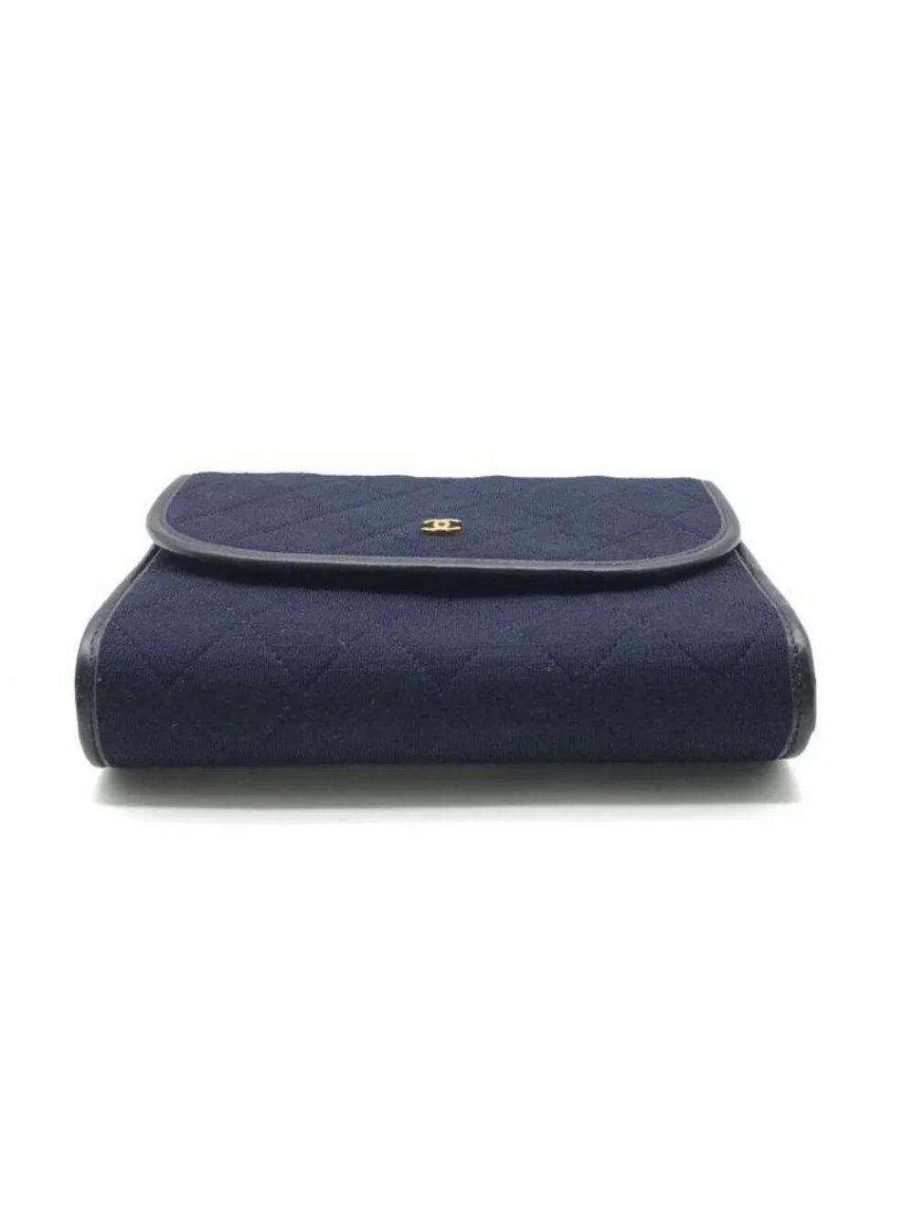 Chanel Cotton Quilted Mini Shoulder Bag Navy Gold
